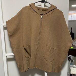 Women's Tan Hooded Cape Jacket